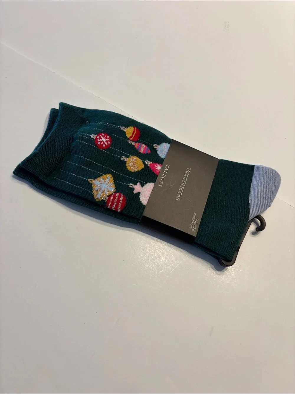 Talbolts Women's Green Christmas Ornament Trouser Socks